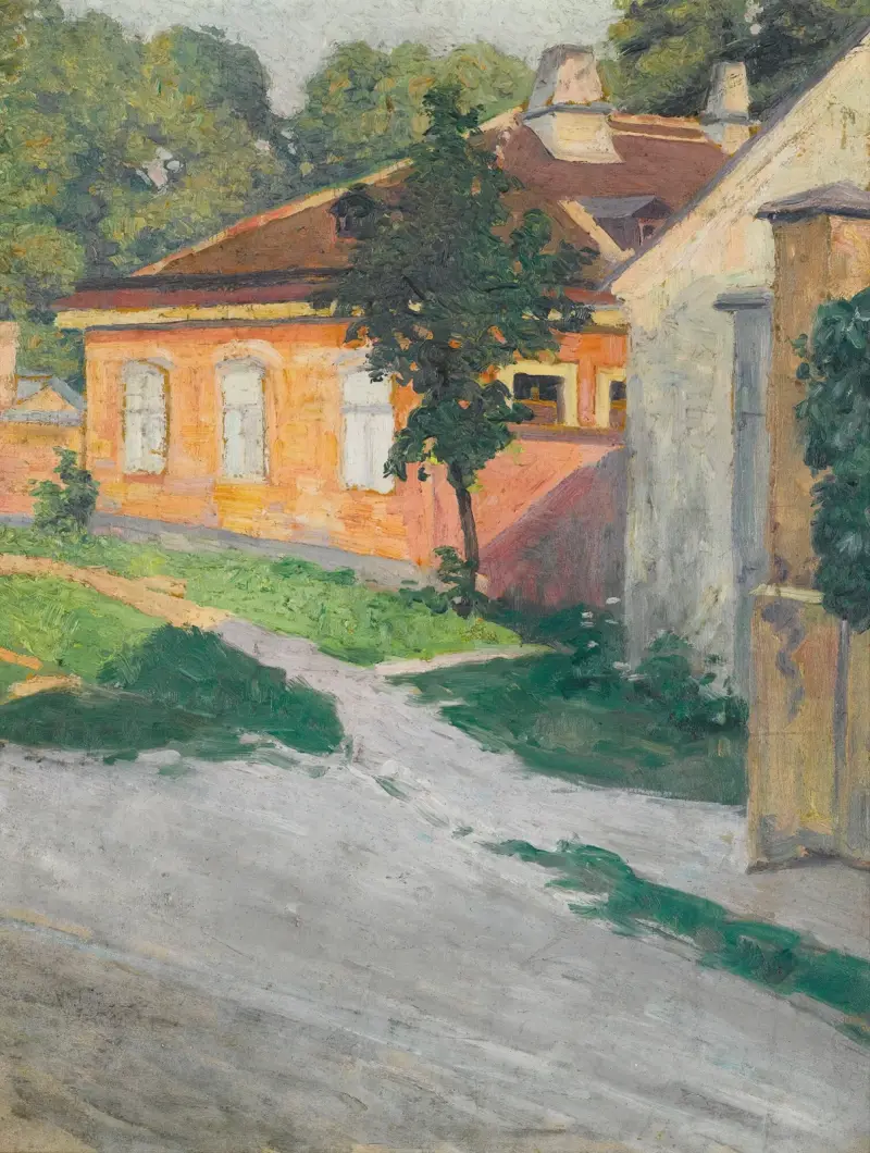 Hus i Hütteldorf av Egon Schiele