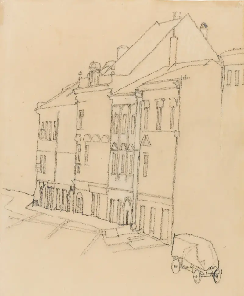 HÄUSER IN KRUMAU (HOUSES IN KRUMAU) av Egon Schiele