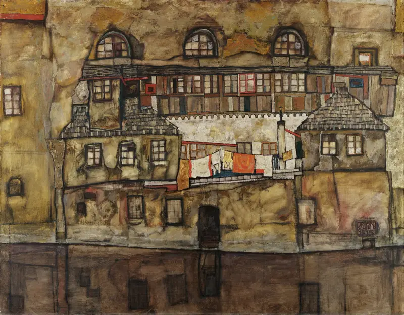 House Wall on the River av Egon Schiele