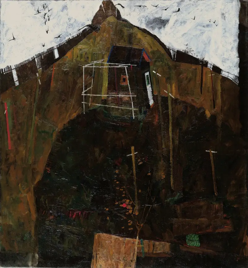 Landschaft mit Krähe von Egon Schiele