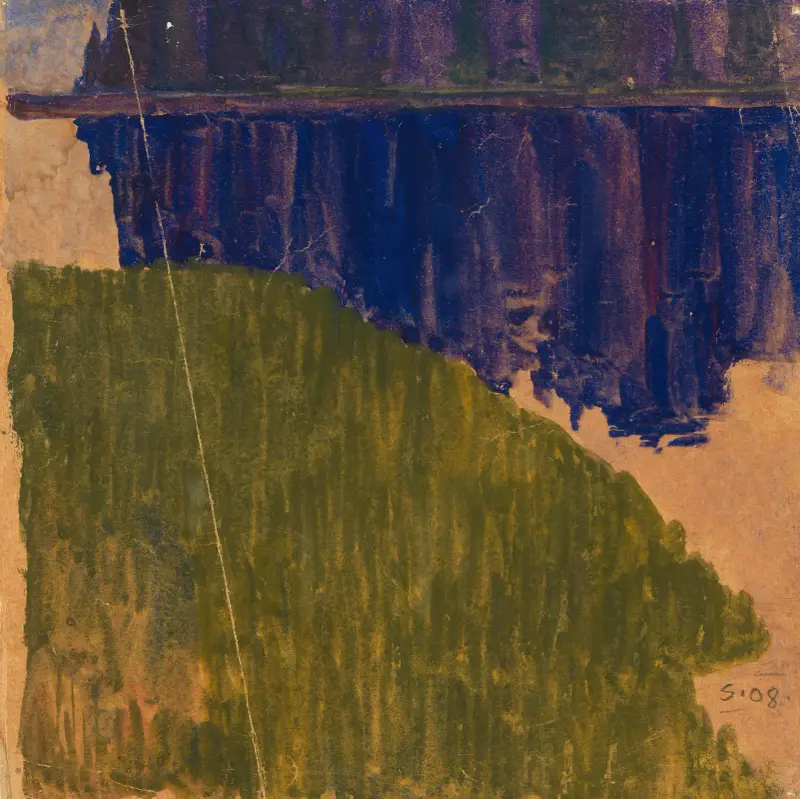 Landschaftsstudie; Hirschbergen – Böhmerwald av Egon Schiele