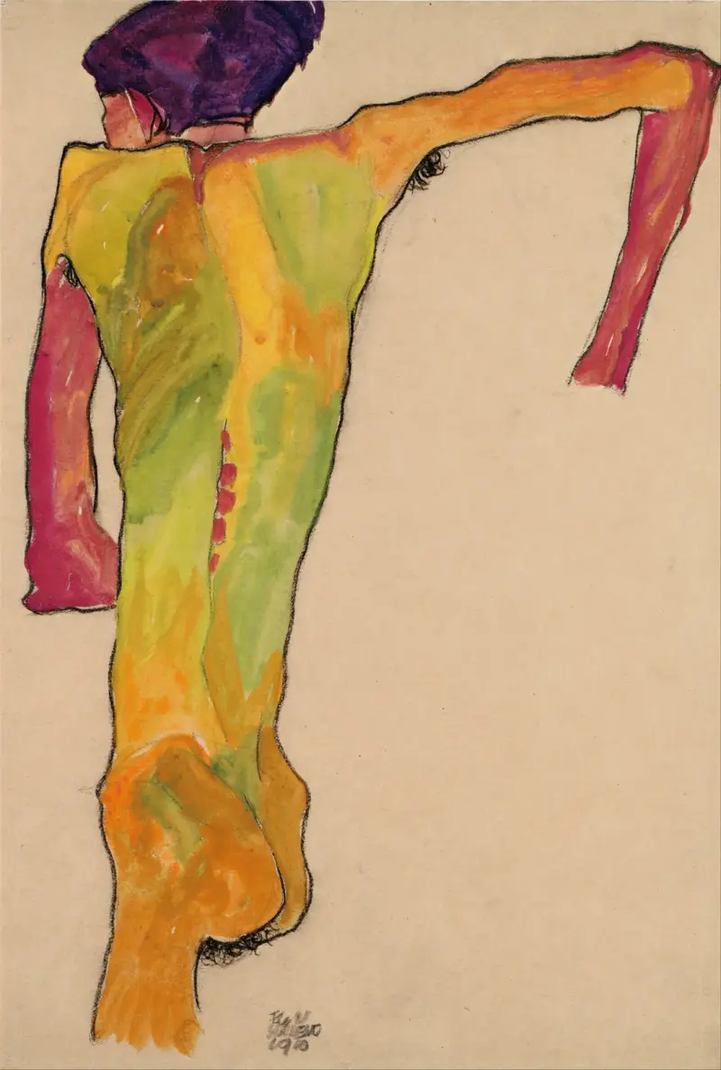 Male Nude, Propping Himself Up av Egon Schiele
