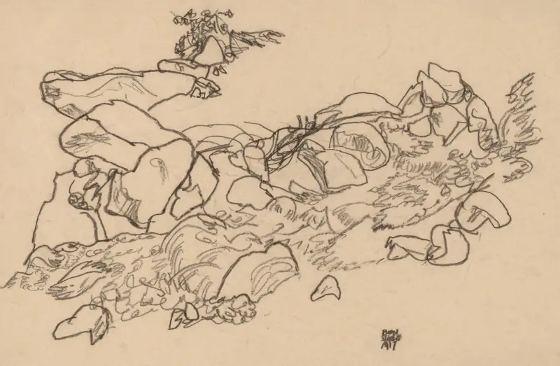 Mountain Stream av Egon Schiele