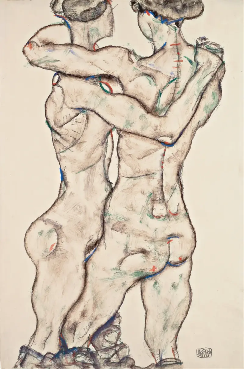 Naked Girls Embracing av Egon Schiele