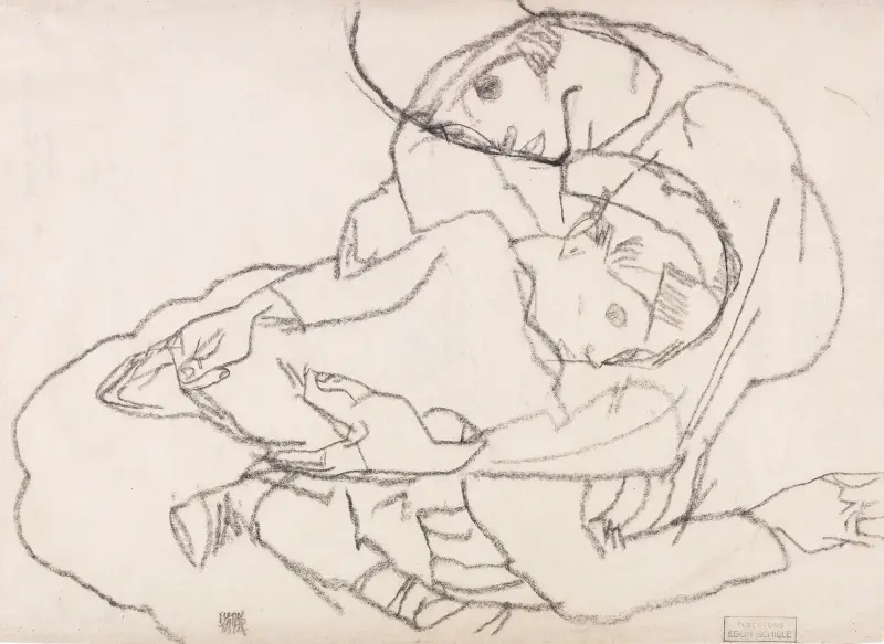 Paar in Umarmung av Egon Schiele
