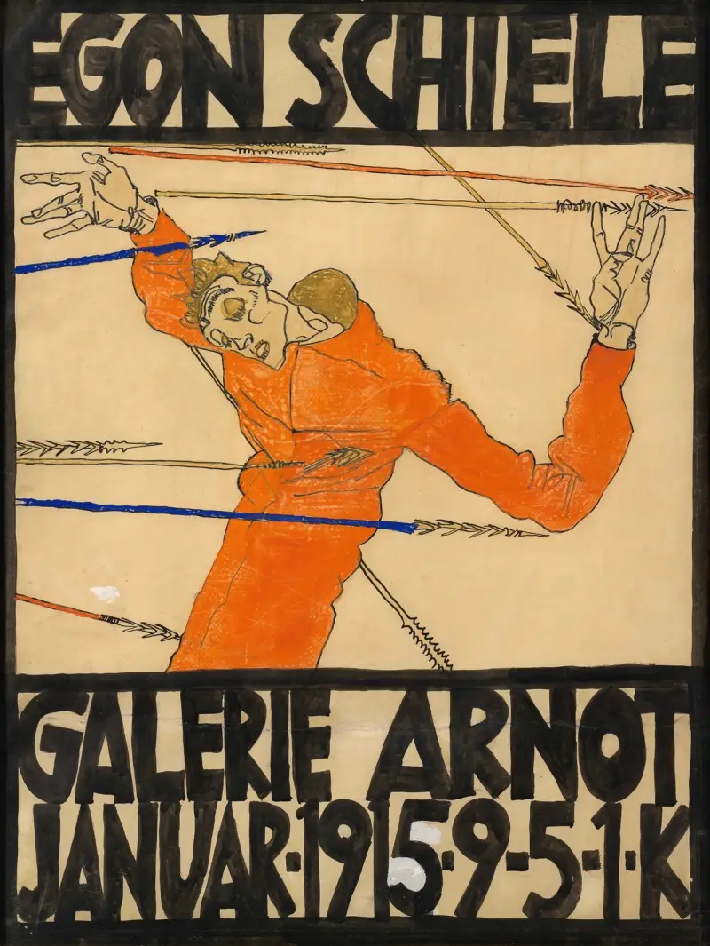 Affisch för Schiele-utställningen i Galerie Arnot av Egon Schiele