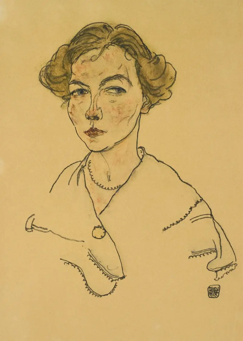 Porträtt av en kvinna (Lilly Steiner) av Egon Schiele