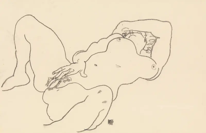 Leżąca naga, Egon Schiele