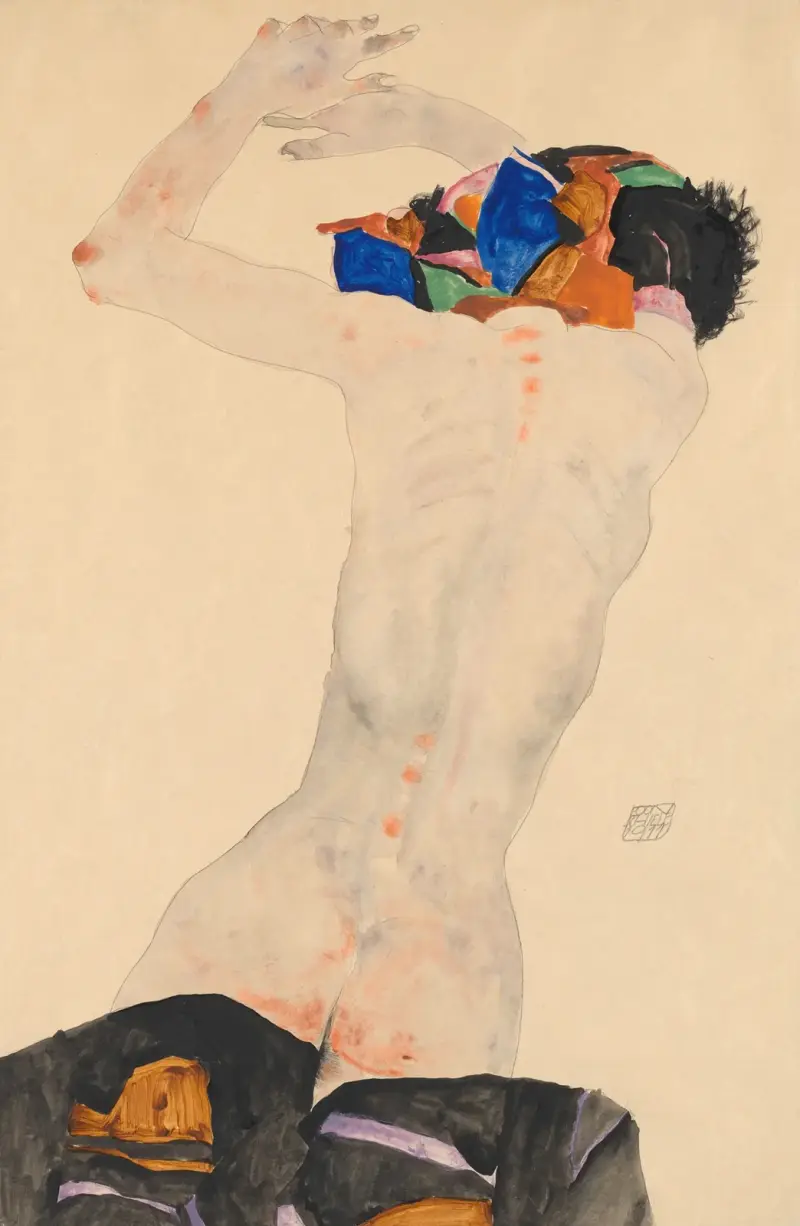 Ryggakt med färgglatt tyg av Egon Schiele