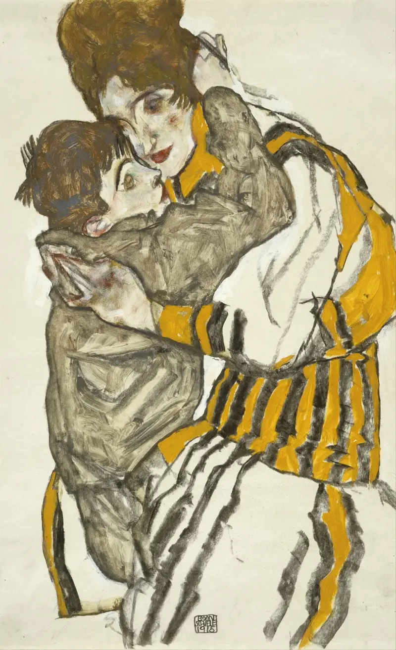 Schiele’s Wife with Her Little Nephew av Egon Schiele