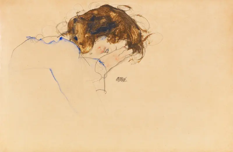 Schlafende av Egon Schiele