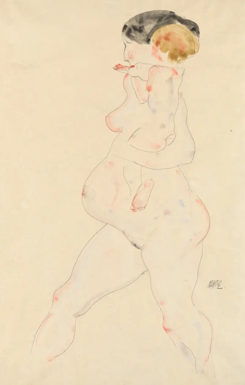 Gravid kvinna med barn i famnen av Egon Schiele