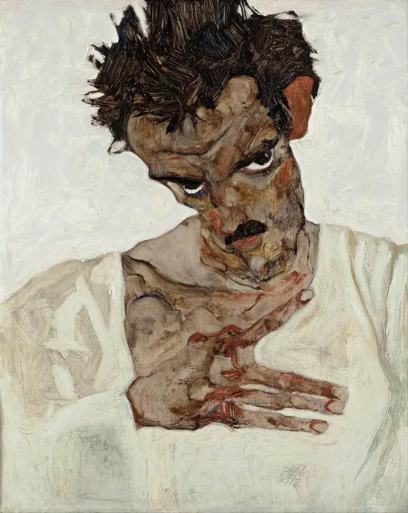 Self-Portrait With Lowered Head av Egon Schiele