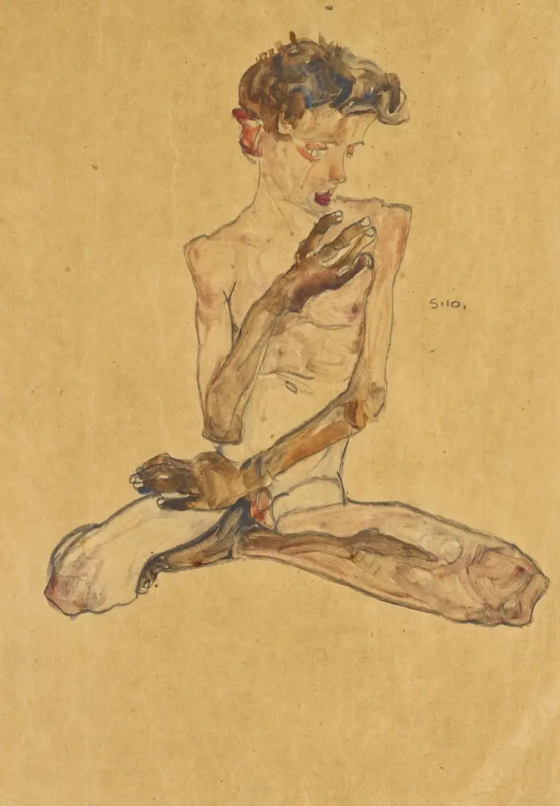 Sitzender Junge von Egon Schiele