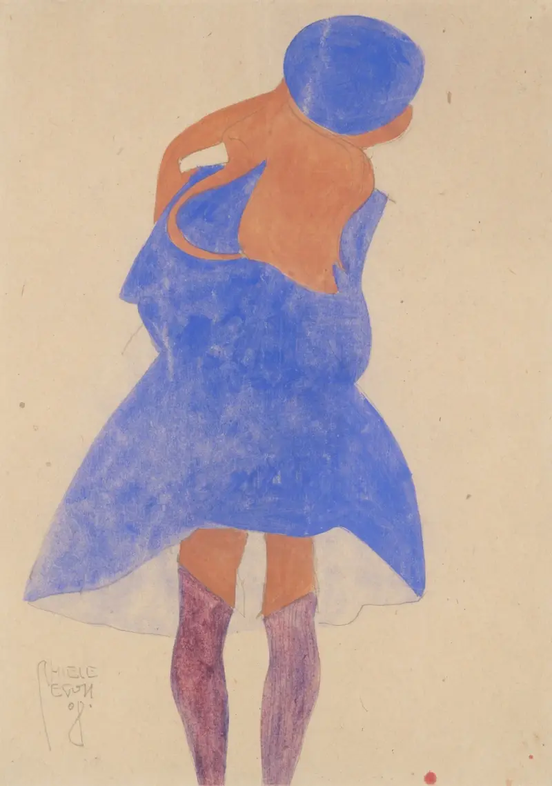 Stående flicka, sedd bakifrån av Egon Schiele