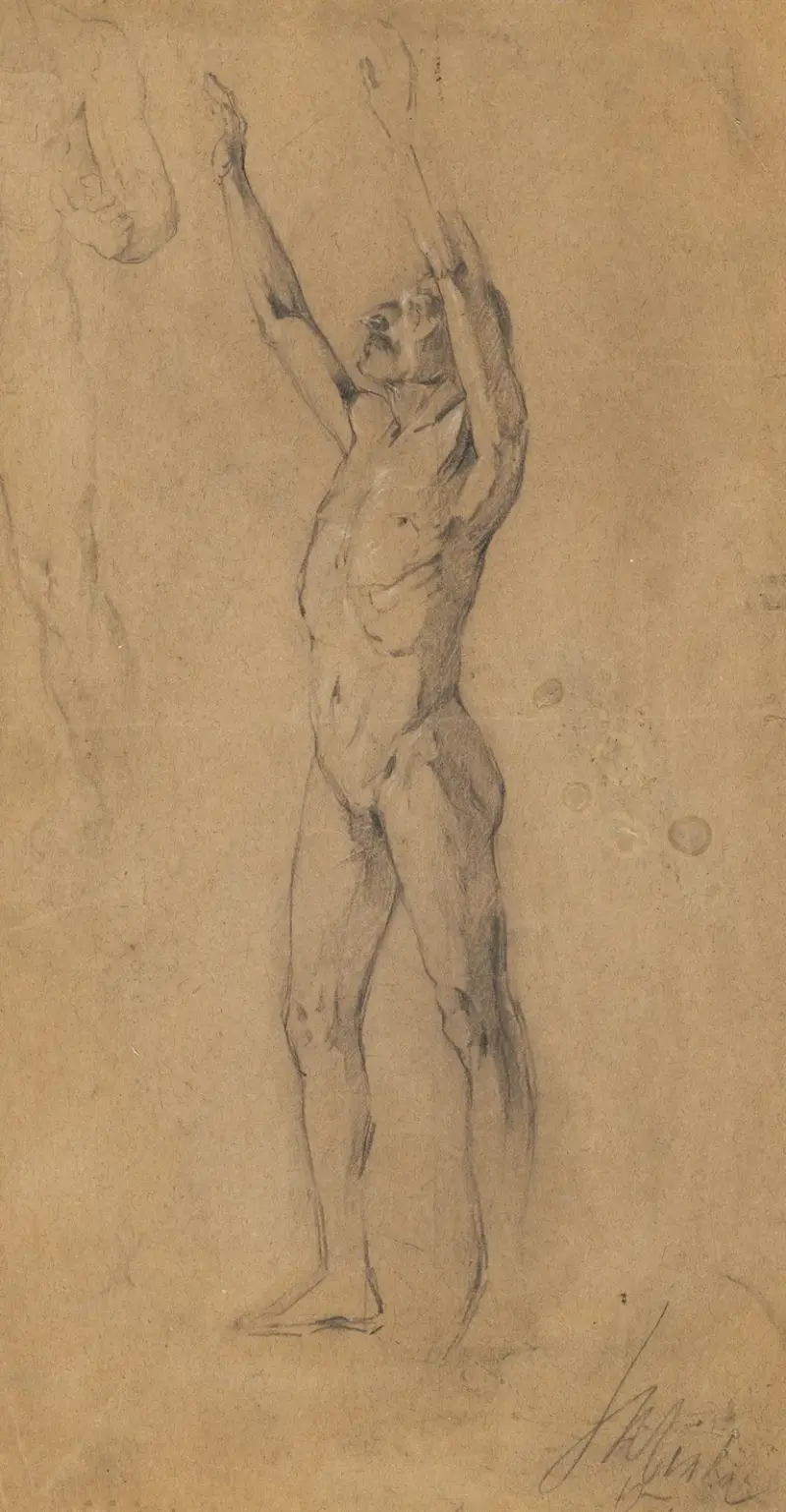 Studienblatt Männerakte av Egon Schiele