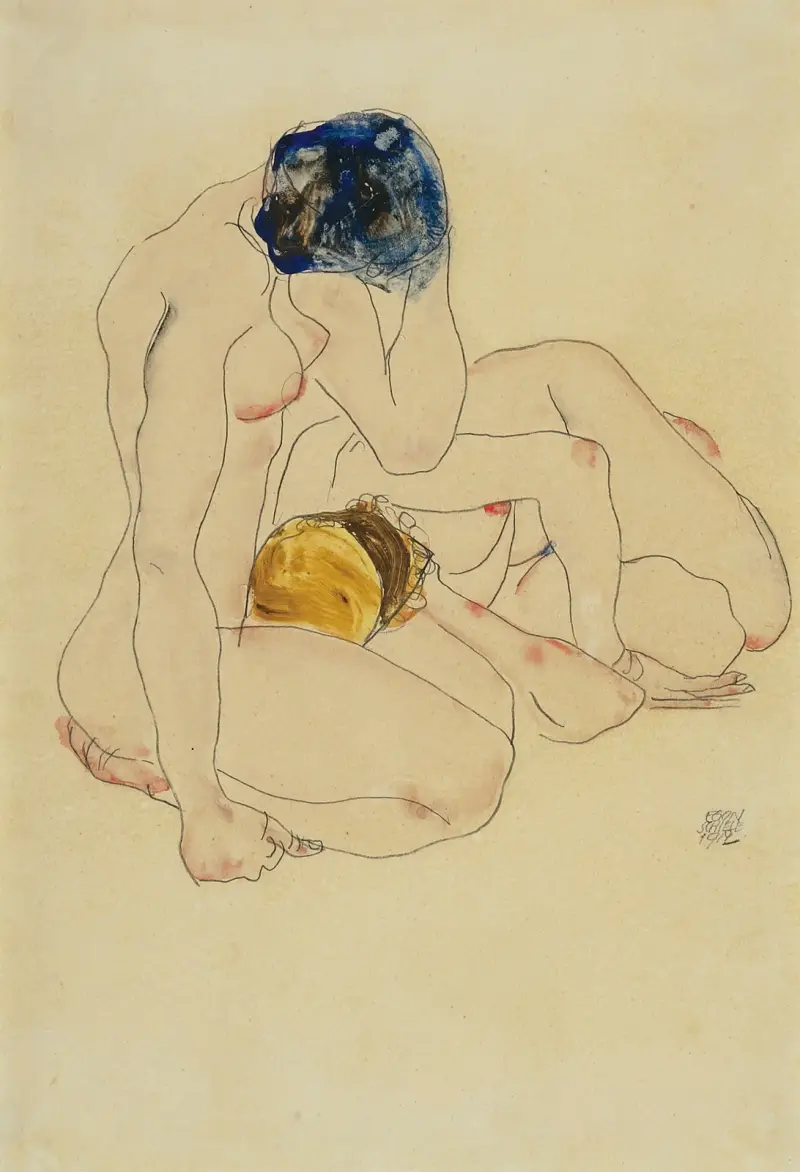 Zwei Freundinnen (Two Friends), 1912 av Egon Schiele