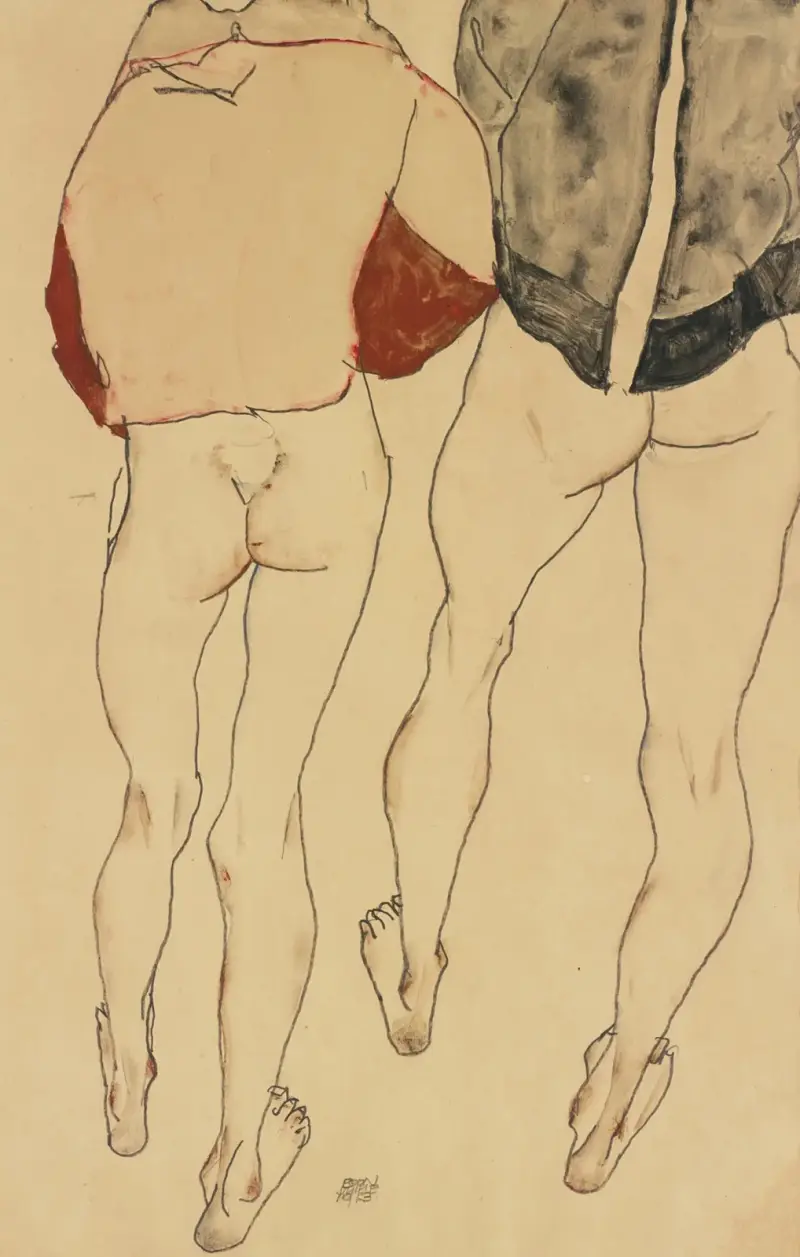 Dvě stojící polonahé ženy, Egon Schiele