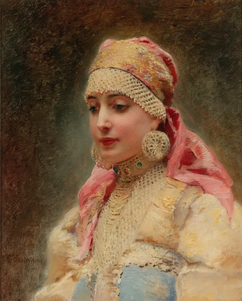 Porträtt av en bojarinna av Konstantin Egorovich Makovsky
