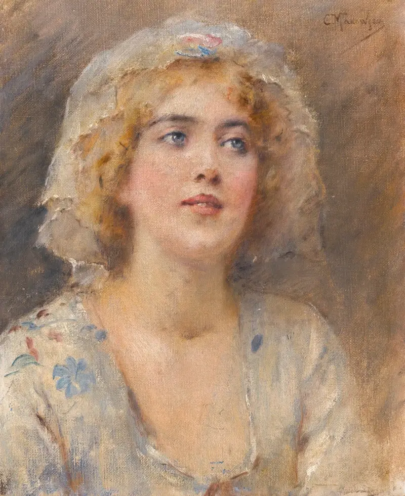 Porträtt av en flicka av Konstantin Egorovich Makovsky