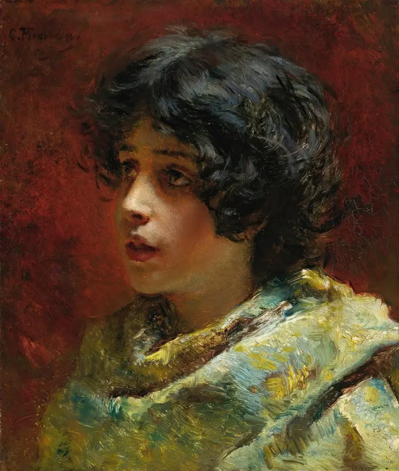 Porträtt av en ung flicka av Konstantin Egorovich Makovsky