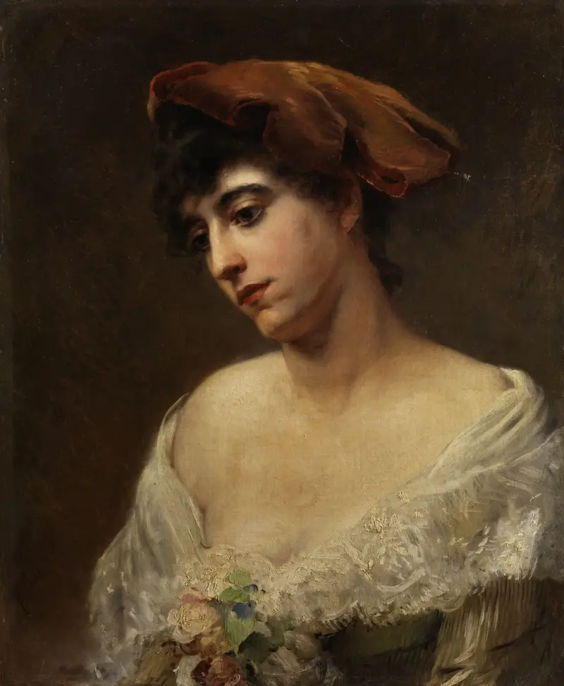 Porträtt av en ung dam av Konstantin Egorovich Makovsky