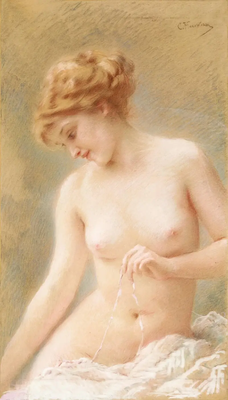 Sitzender Akt von Konstantin Egorovich Makovsky
