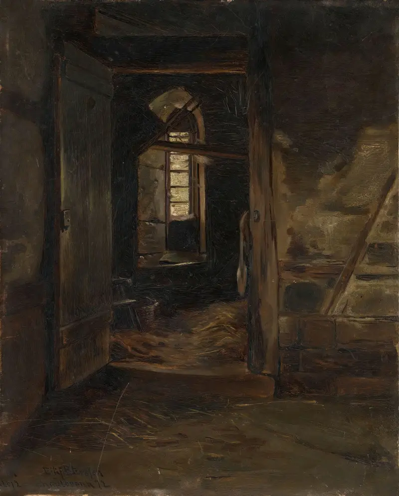 Interior from a Cowshed av Eilif Peterssen