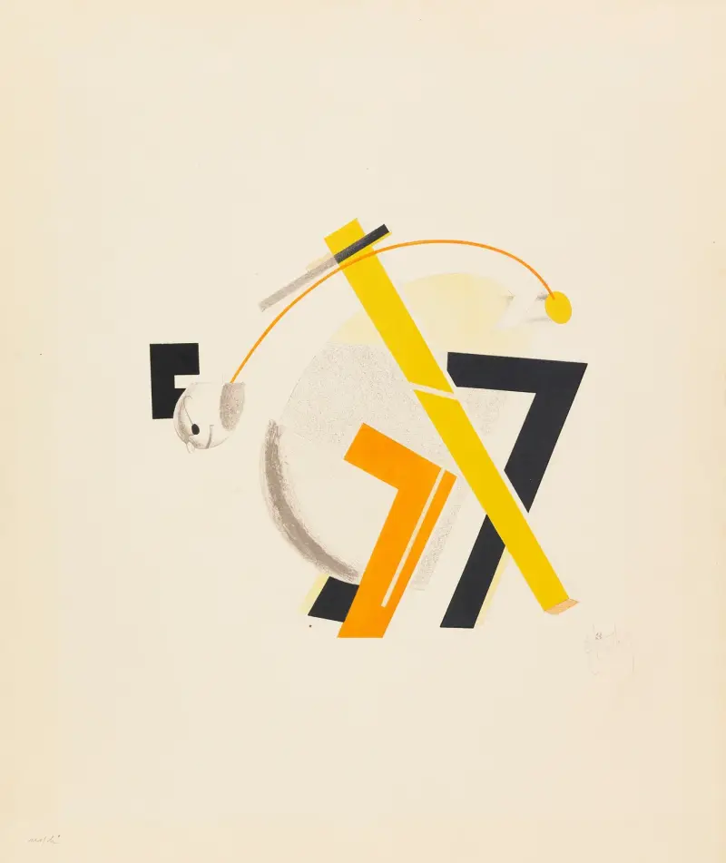 An Old Man, His Head Two Paces Behind (Alter) av El Lissitzky