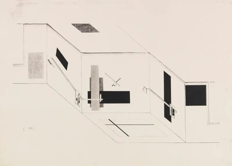 Der Prounenraum – Blatt 5 der I. Kestnermappe, Proun av El Lissitzky