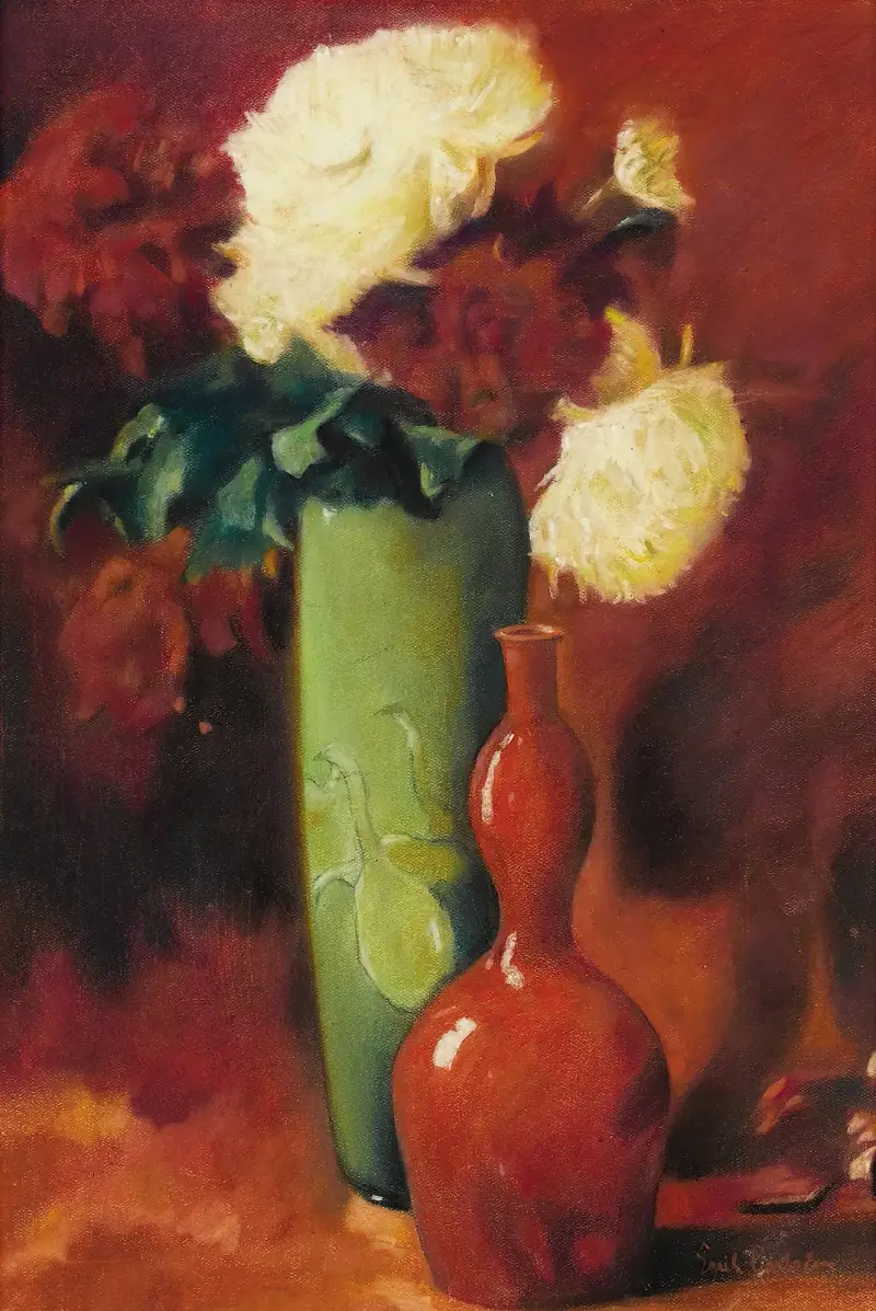 Blumenstrauß mit Vasen von Emil Carlsen