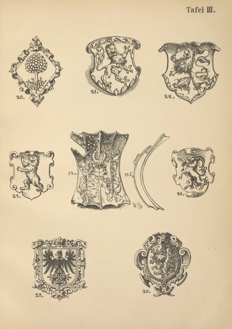 Heraldisk handbok för vänner av heraldik, plansch 3 av Emil Doepler