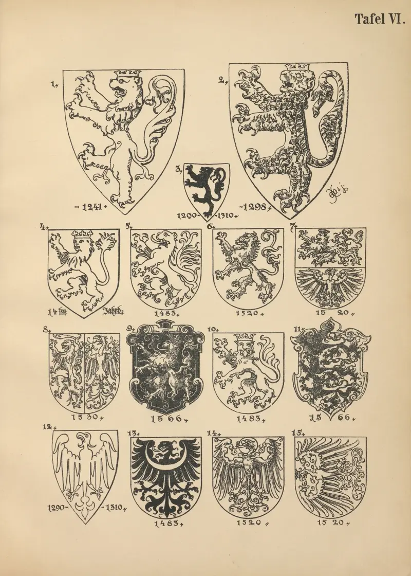 Heraldischer Handbuch für Freunde der Wappenkunst, Tafel 6 von Emil Doepler