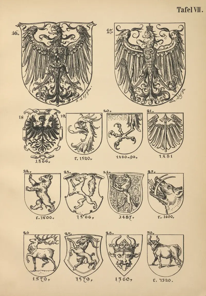 Heraldisk handbok för vänner av heraldik, plansch 7 av Emil Doepler