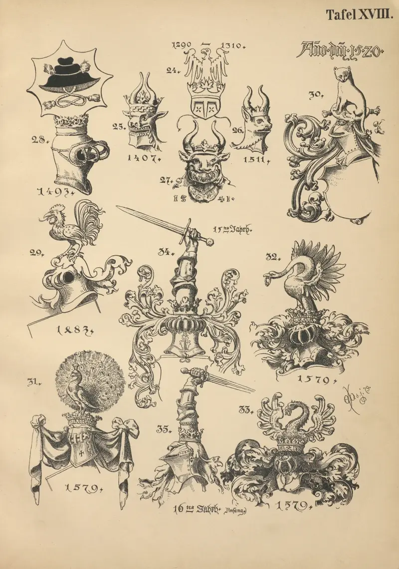 Heraldischer Handbuch für Freunde der Wappenkunst, plansza 17, Emil Doepler