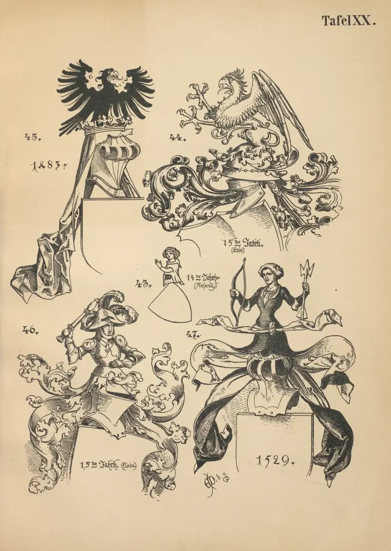 Heraldisk handbok för vänner av heraldik, plansch 19 av Emil Doepler