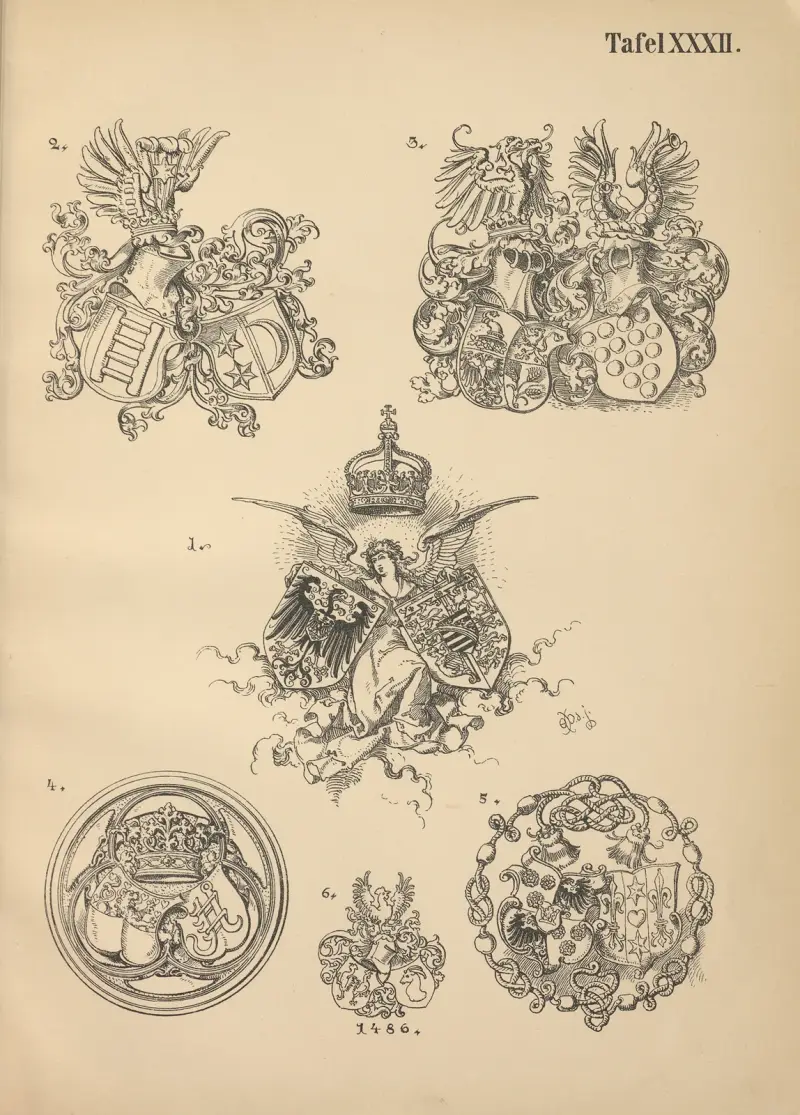 Heraldisk handbok för vänner av heraldik, plansch 31 av Emil Doepler
