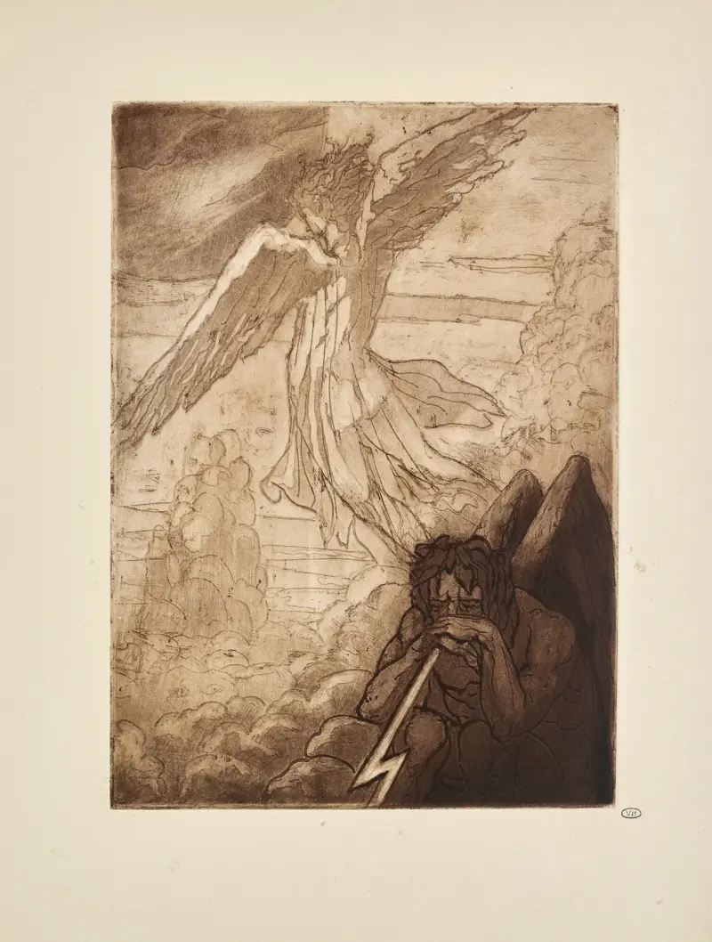 N° 45 – Und der Engel Freiheit, wie ein Schleudergeschoss, brach auf und sah die dunkle, runde Sphäre erbeben von Emile Bernard