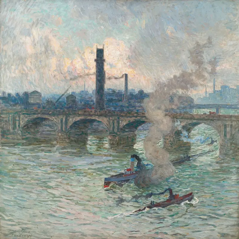 Dis, ånga och rök över Themsen av Emile Claus