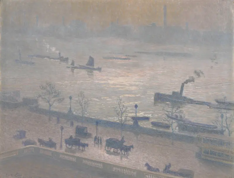 Morgonreflektion över Themsen i London av Emile Claus