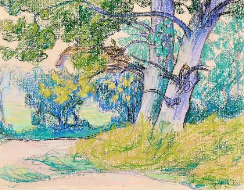 Le chemin dans un sous-bois av Claude-Émile Schuffenecker