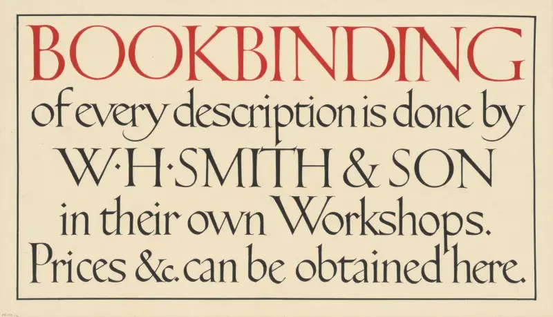 Bokbinderi av alla slag utförs av W. H. Smith & Son av Eric Gill