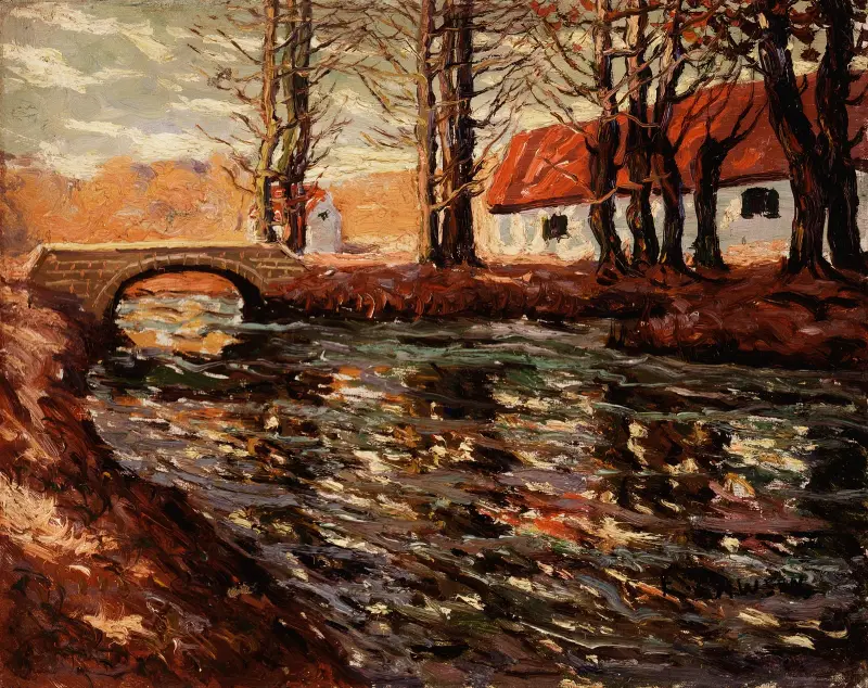 River Landscape av Ernest Lawson