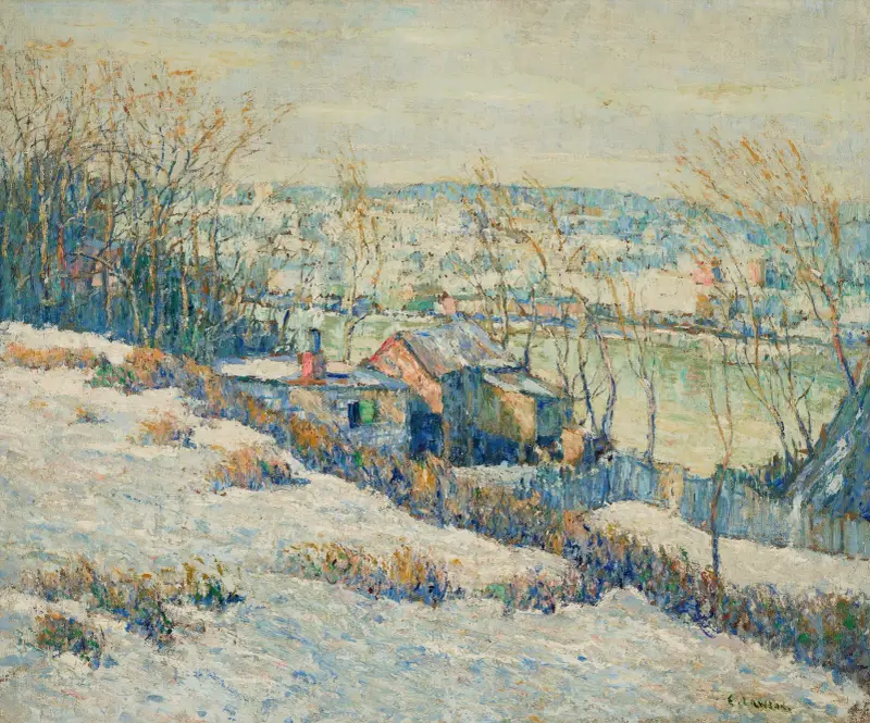 Upper Harlem River—Winter av Ernest Lawson