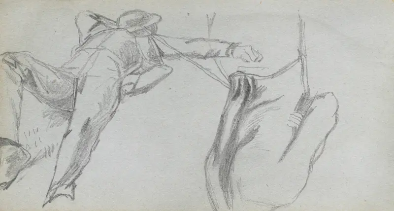 Reclining Figure and Figure from behind av Ernest Meissonier