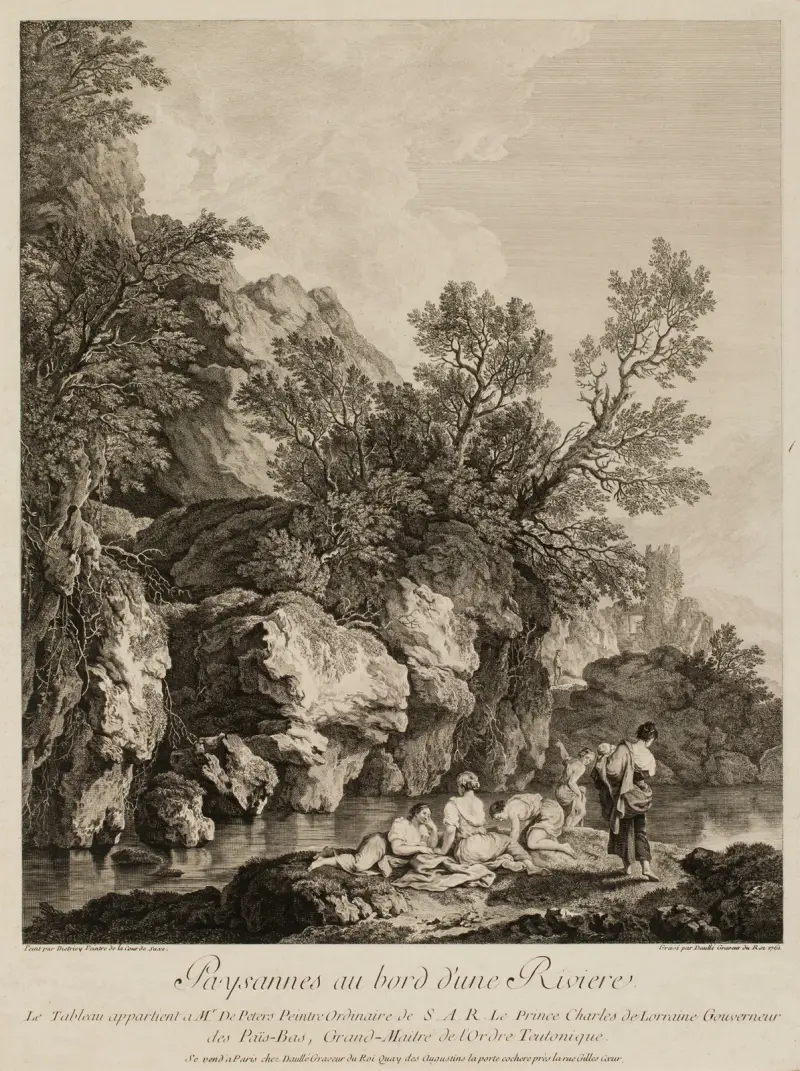 Bäuerinnen an einem Fluss von Christian Wilhelm Ernst Dietrich
