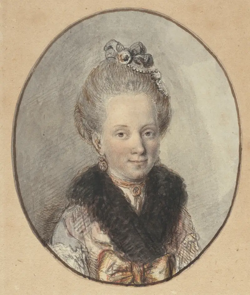 Portrait of a Young Woman with a Fur Collar av Christian Wilhelm Ernst Dietrich