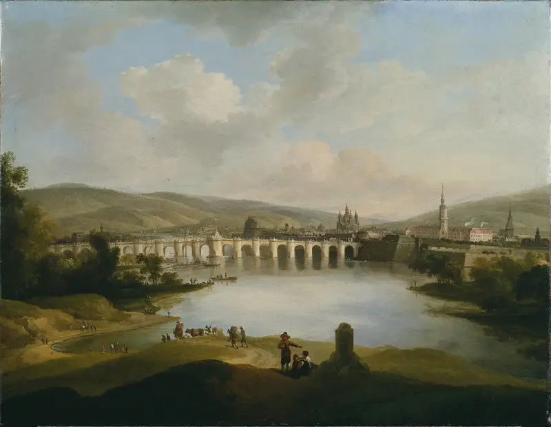 Vy över en stad av Christian Wilhelm Ernst Dietrich