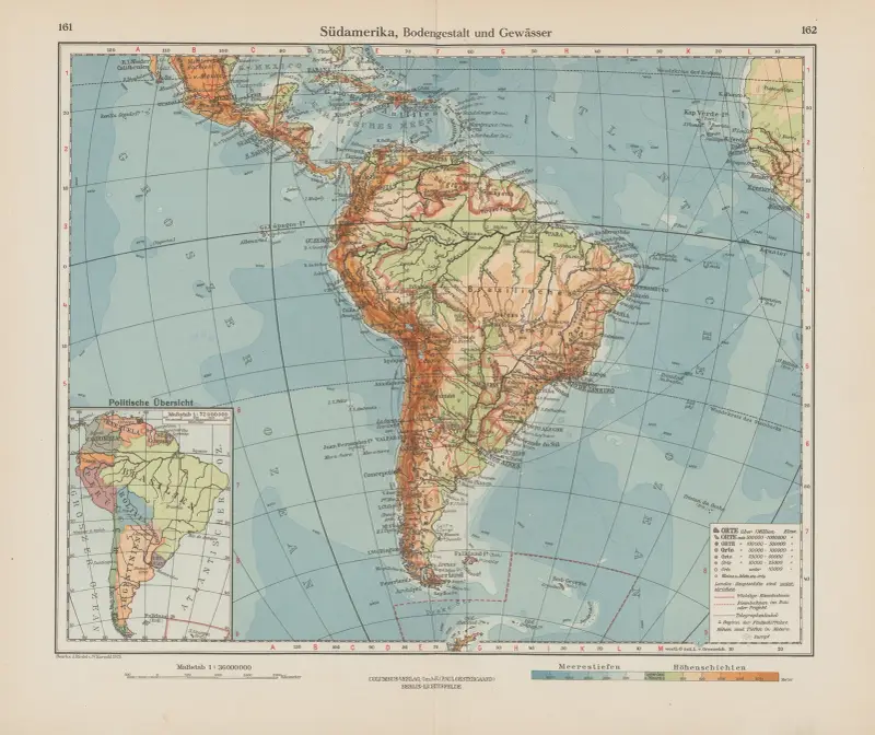 Sydamerika, topografi och vattendrag av Ernst Friedrich