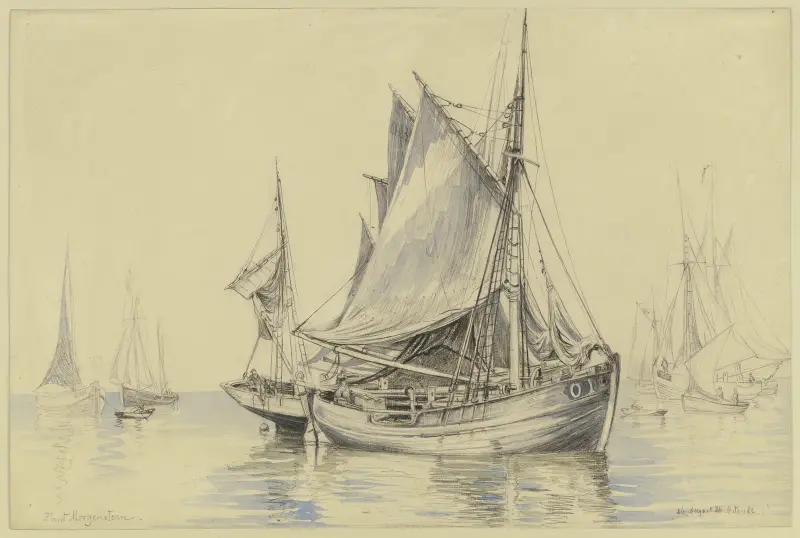 Fiskebåtar nära Ostende av Friedrich Ernst Morgenstern